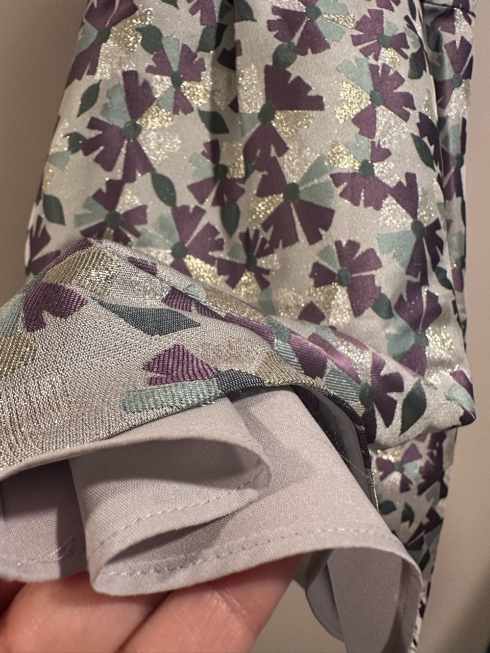 kate spade Moonglow wallflower ruffle Silver Dress Purple Floral Jacquard NWT 00 - Picture 12 of 16